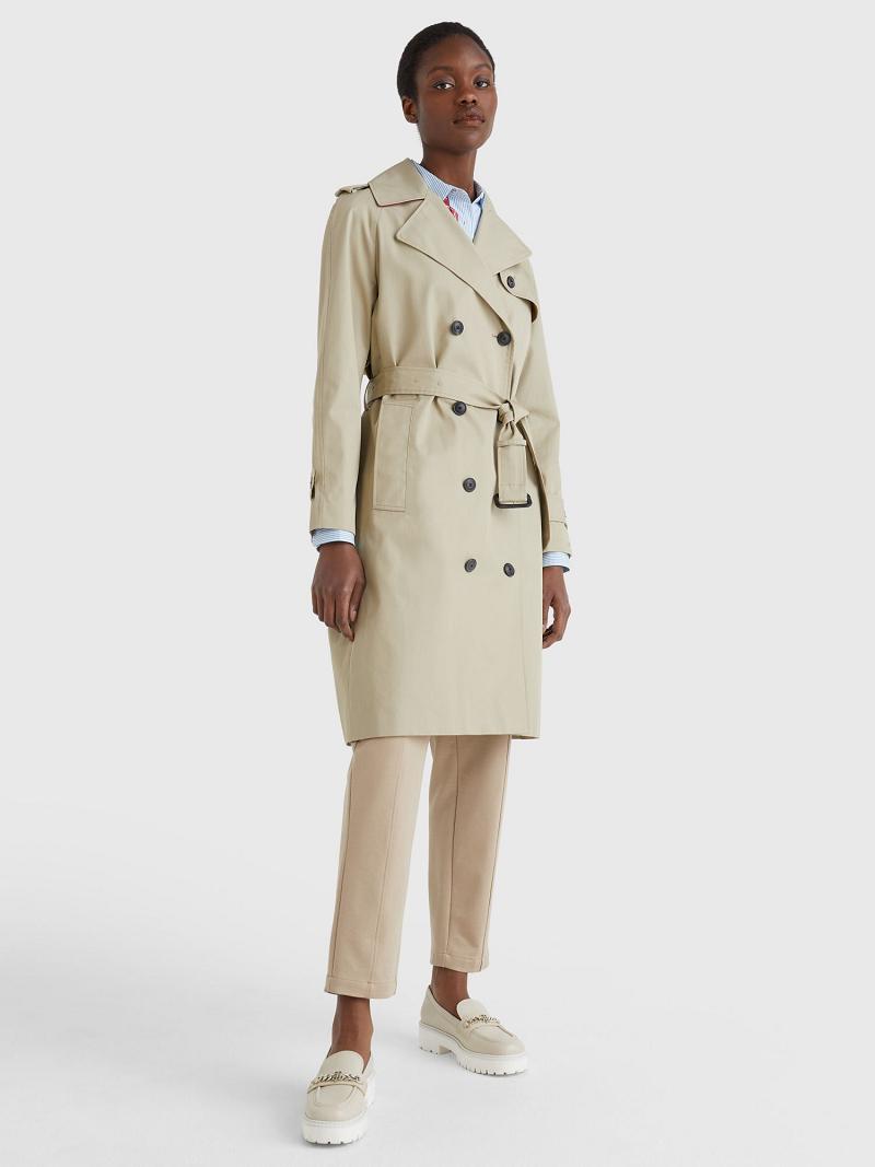 Beige Women's Tommy Hilfiger Classic Trench Coats | AU_W21024