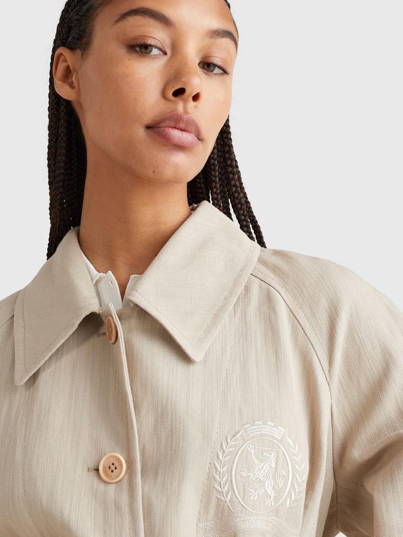 Beige Women's Tommy Hilfiger Crest Trench Coats | AU_W21026