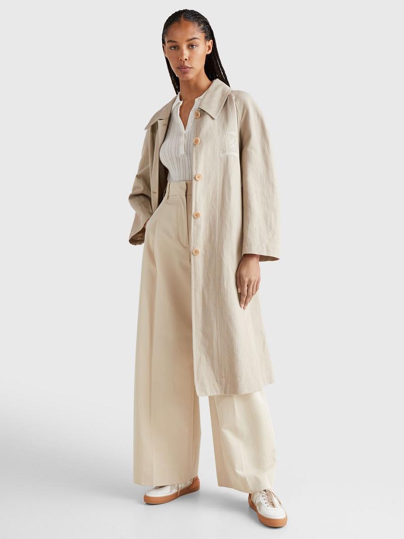 Beige Women's Tommy Hilfiger Crest Trench Coats | AU_W21026