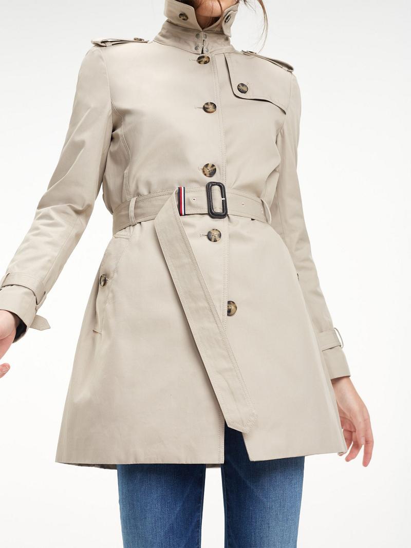 Beige Women's Tommy Hilfiger Organic Cotton Trench Coats | AU_W21037