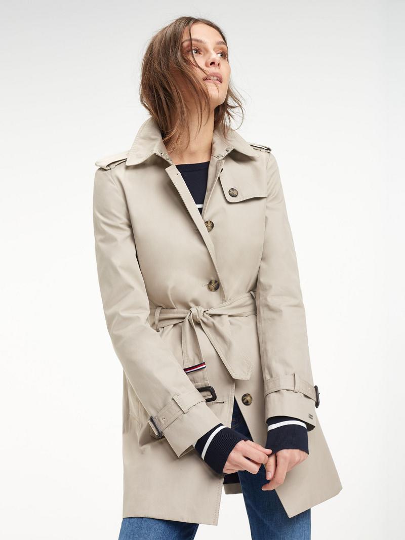 Beige Women\'s Tommy Hilfiger Organic Cotton Trench Coats | AU_W21037