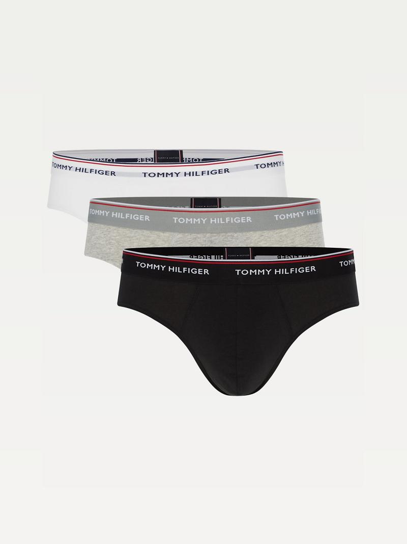 Black / Grey / White Men\'s Tommy Hilfiger Premium essentials brief 3pk Briefs | AU_M31553