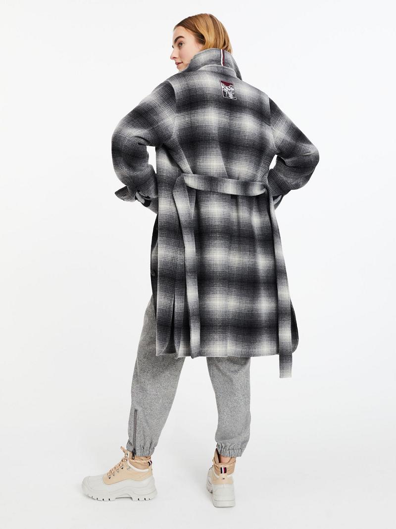 Black / Grey Women's Tommy Hilfiger Icon Wool Check Coats | AU_W21034