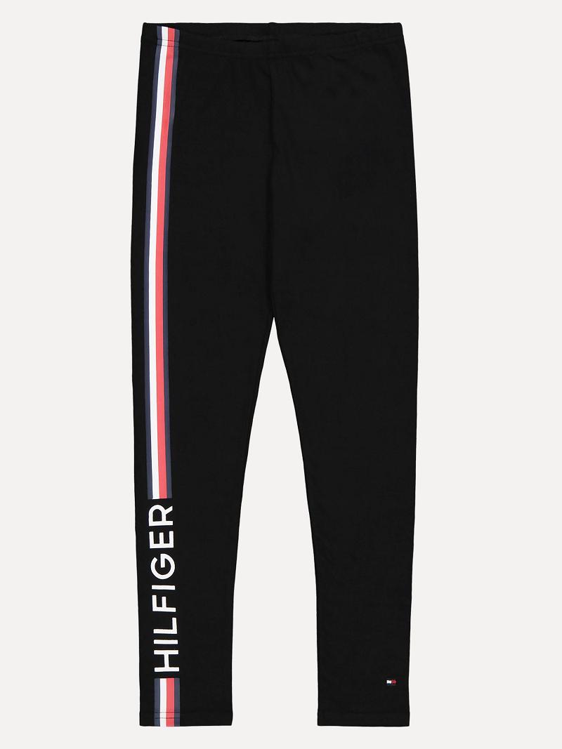 Black Kids\' Tommy Hilfiger Big Icon Stripe Leggings | AU_G1135