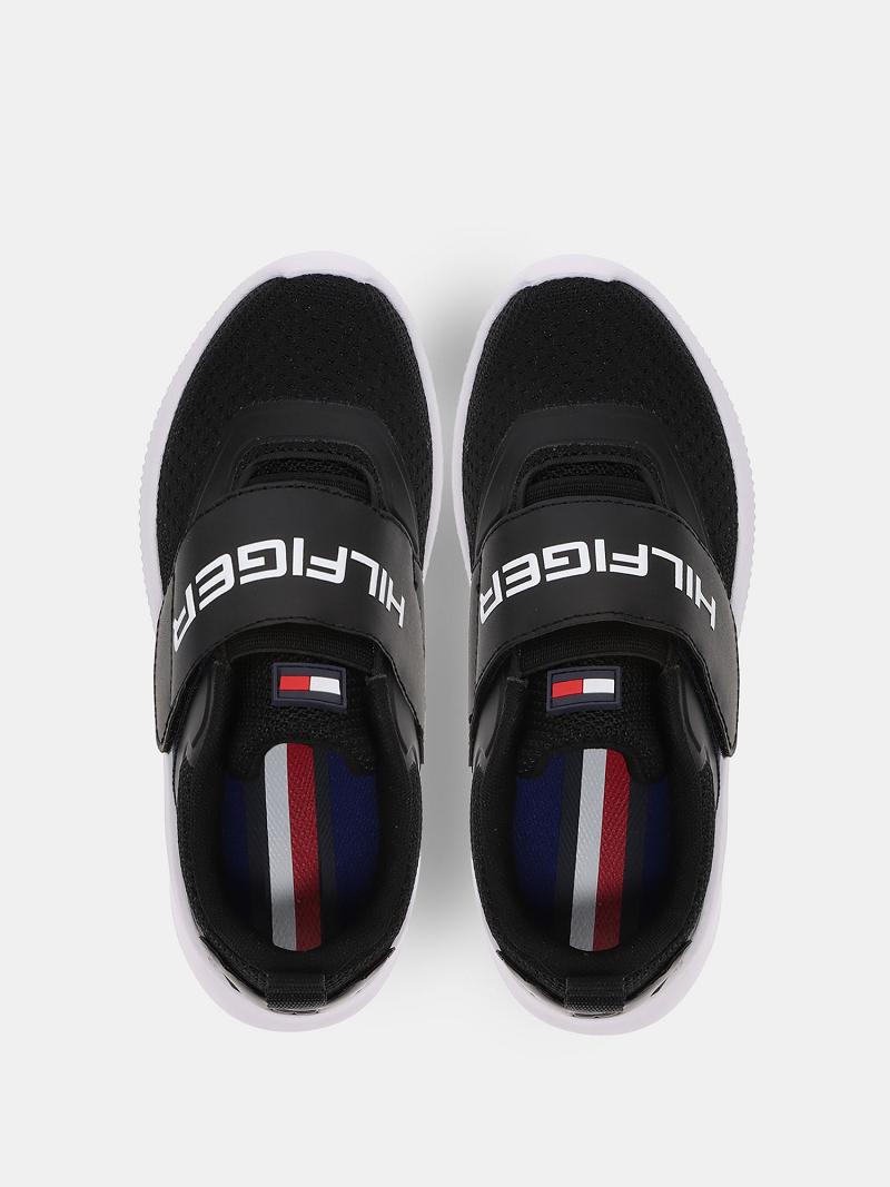 Black Kids' Tommy Hilfiger Strap Runner Sneakers | AU_B2244