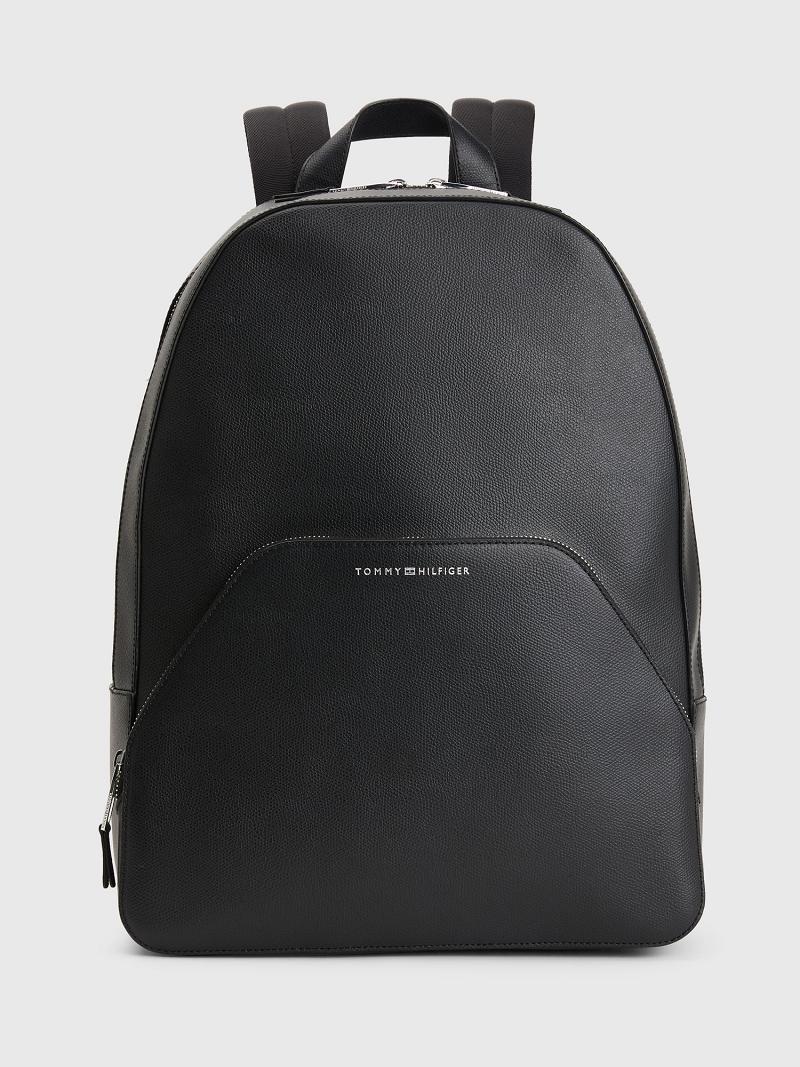 Black Men\'s Tommy Hilfiger City Leather Backpack Bags | AU_M31694