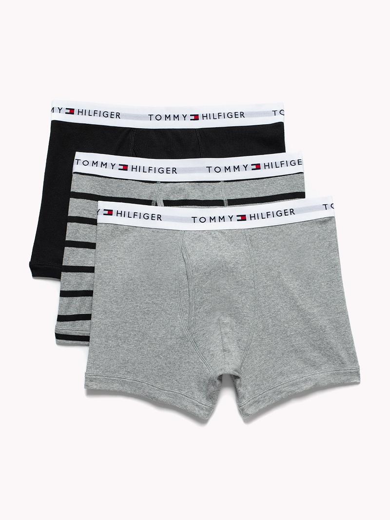 Black Men\'s Tommy Hilfiger Cotton classics trunk 3pk Trunks | AU_M31496