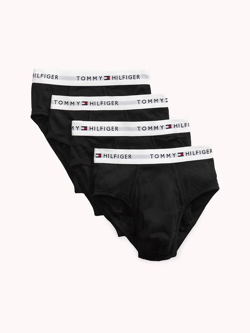 Black Men\'s Tommy Hilfiger Cotton classics brief 4pk Briefs | AU_M31537