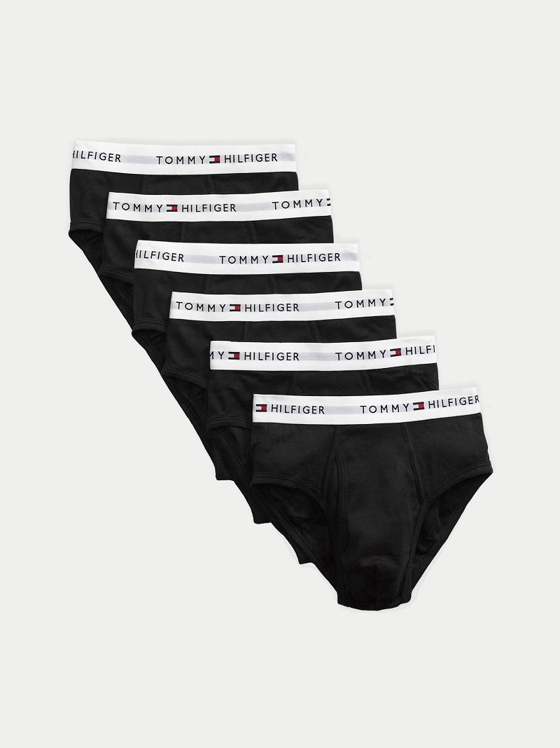 Black Men\'s Tommy Hilfiger Cotton classics brief 6pk Briefs | AU_M31543