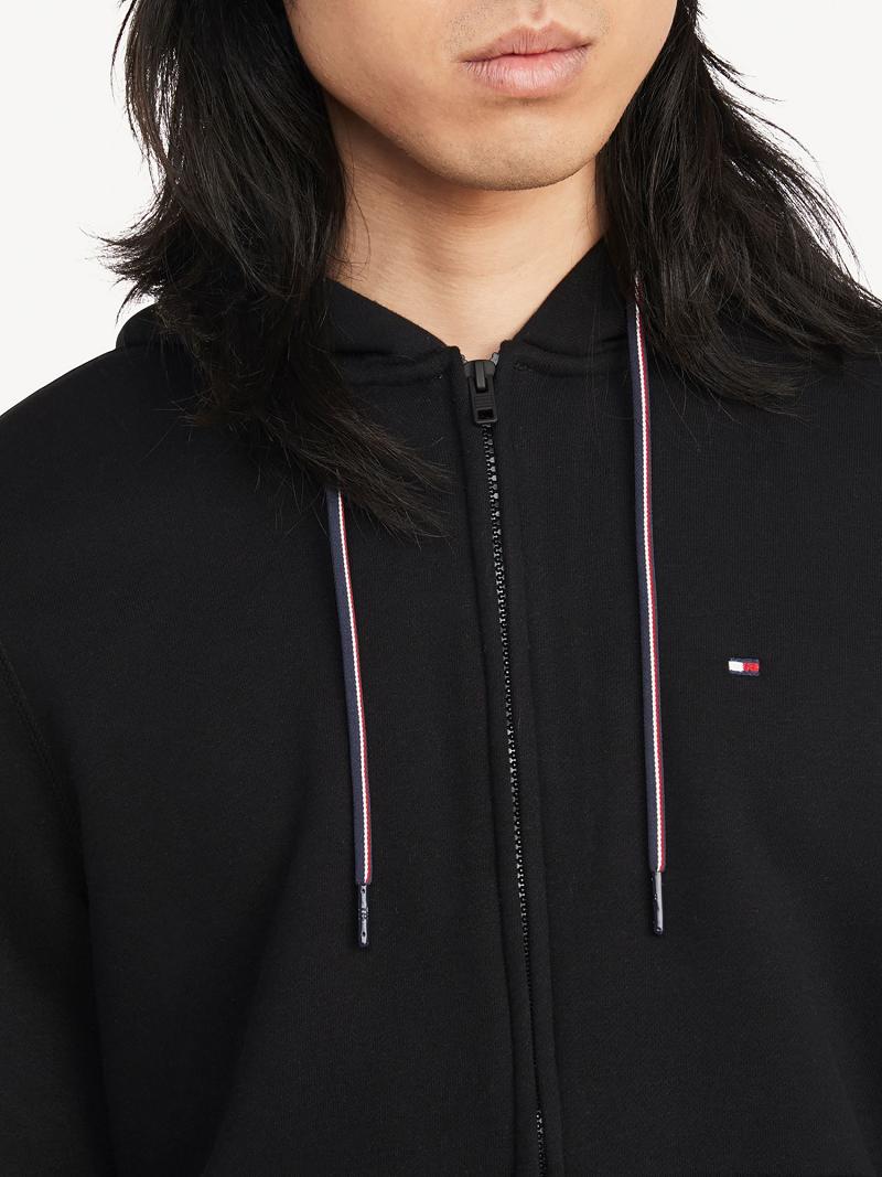 Black Men's Tommy Hilfiger Essential zip Hoodies | AU_M31444