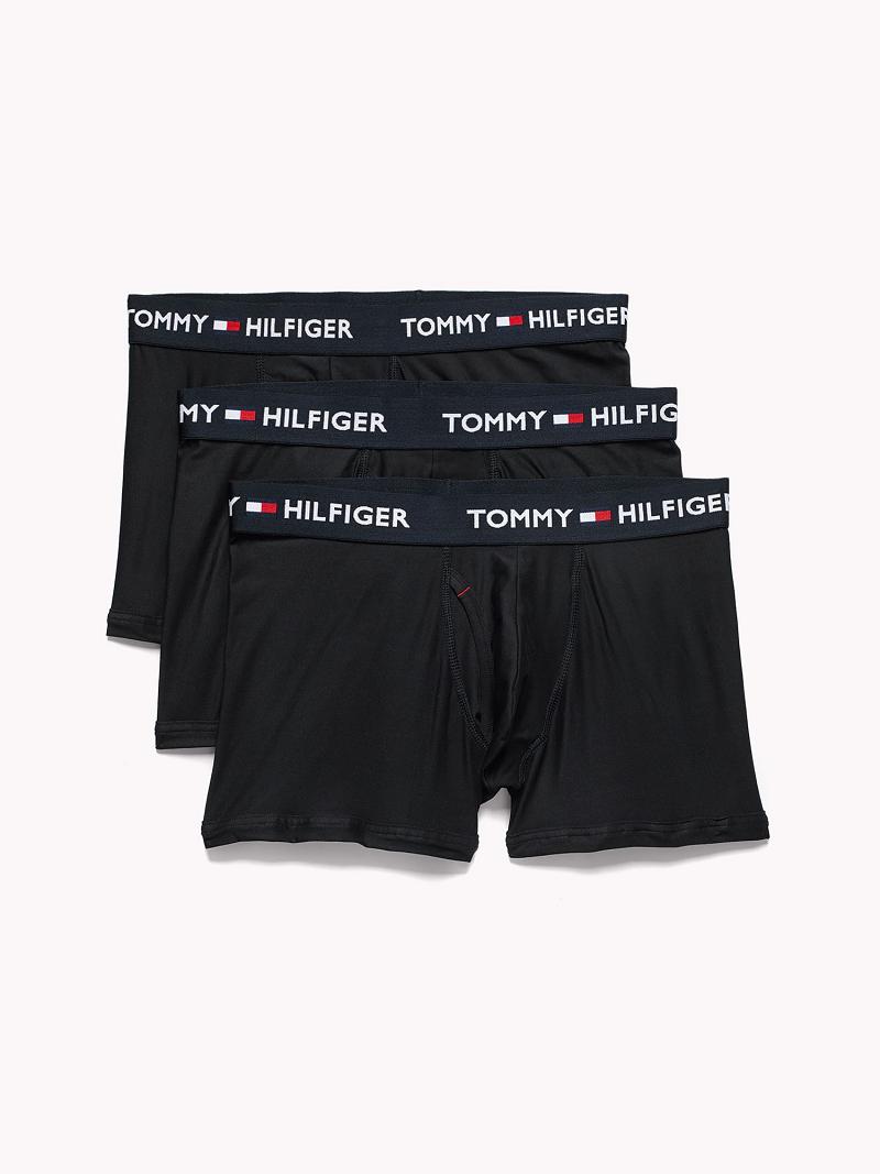 Black Men\'s Tommy Hilfiger Everyday microfiber trunk 3pk Trunks | AU_M31516