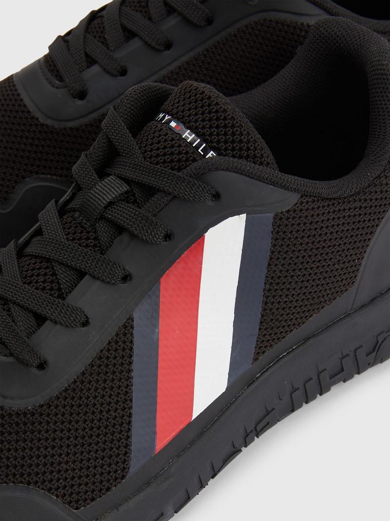 Black Men's Tommy Hilfiger Lightweight knit Sneakers | AU_M31623