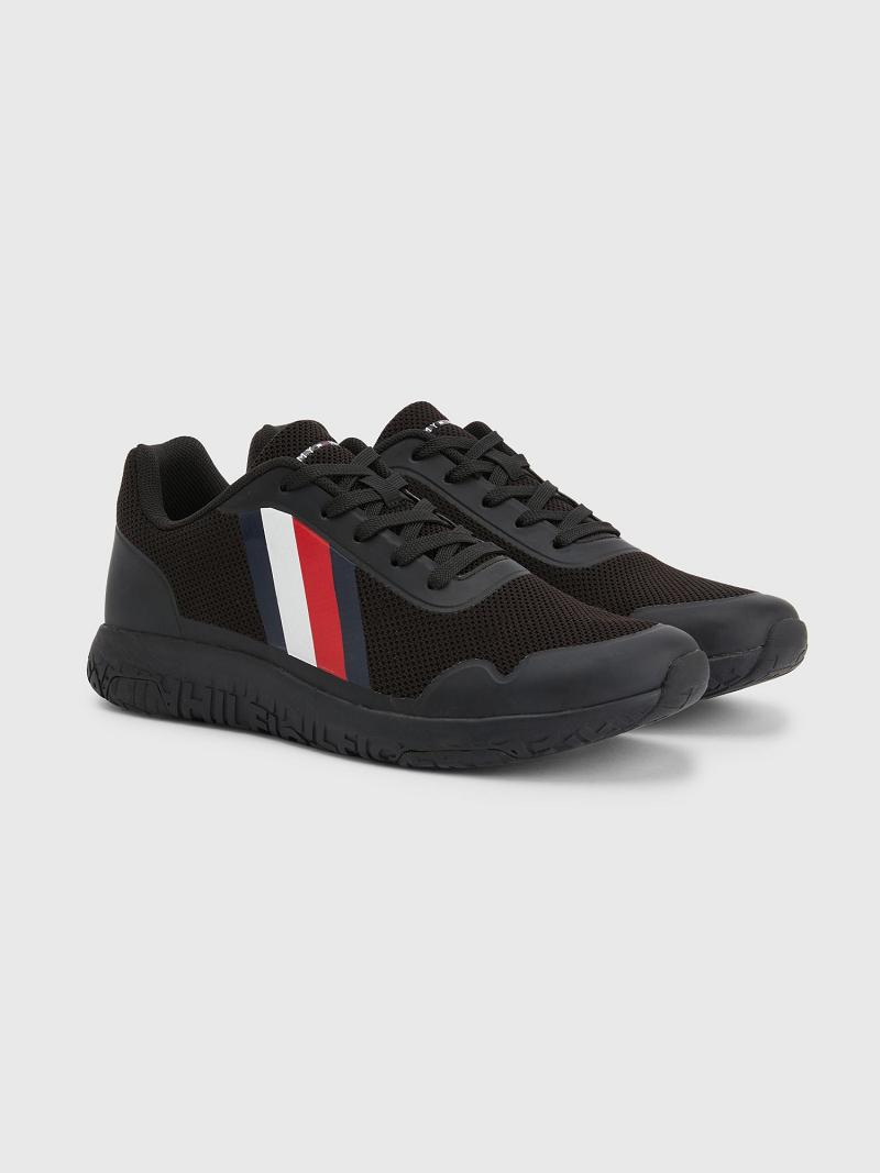 Black Men\'s Tommy Hilfiger Lightweight knit Sneakers | AU_M31623