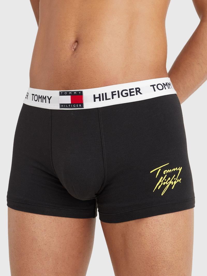 Black Men's Tommy Hilfiger Organic cotton signature trunk Trunks | AU_M31522