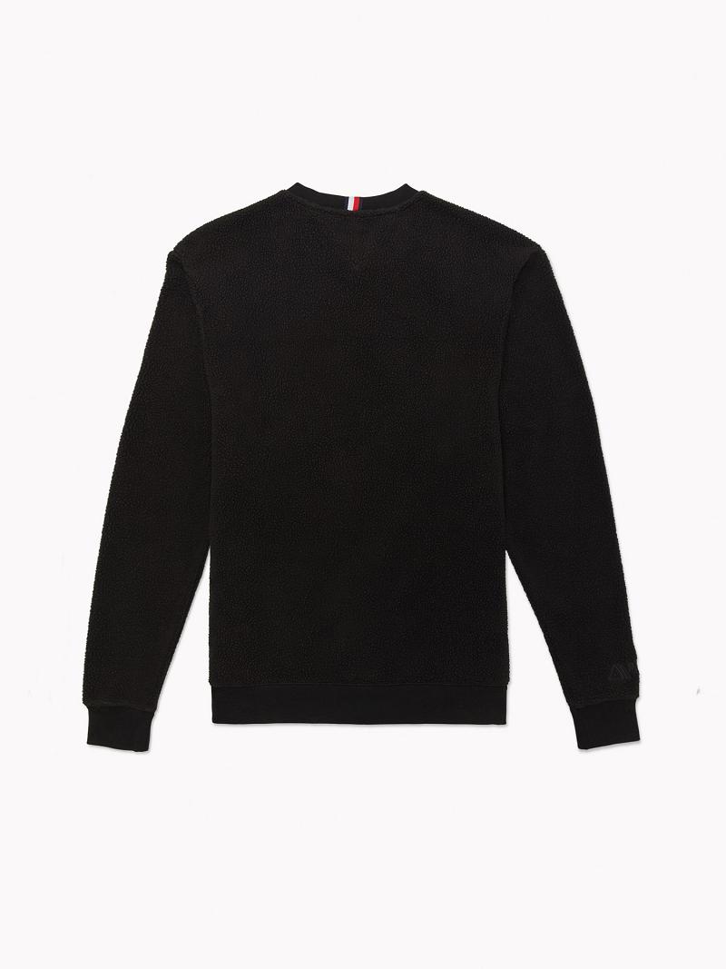 Black Men's Tommy Hilfiger Recycled teddy crewneck Sweatshirts | AU_M31133