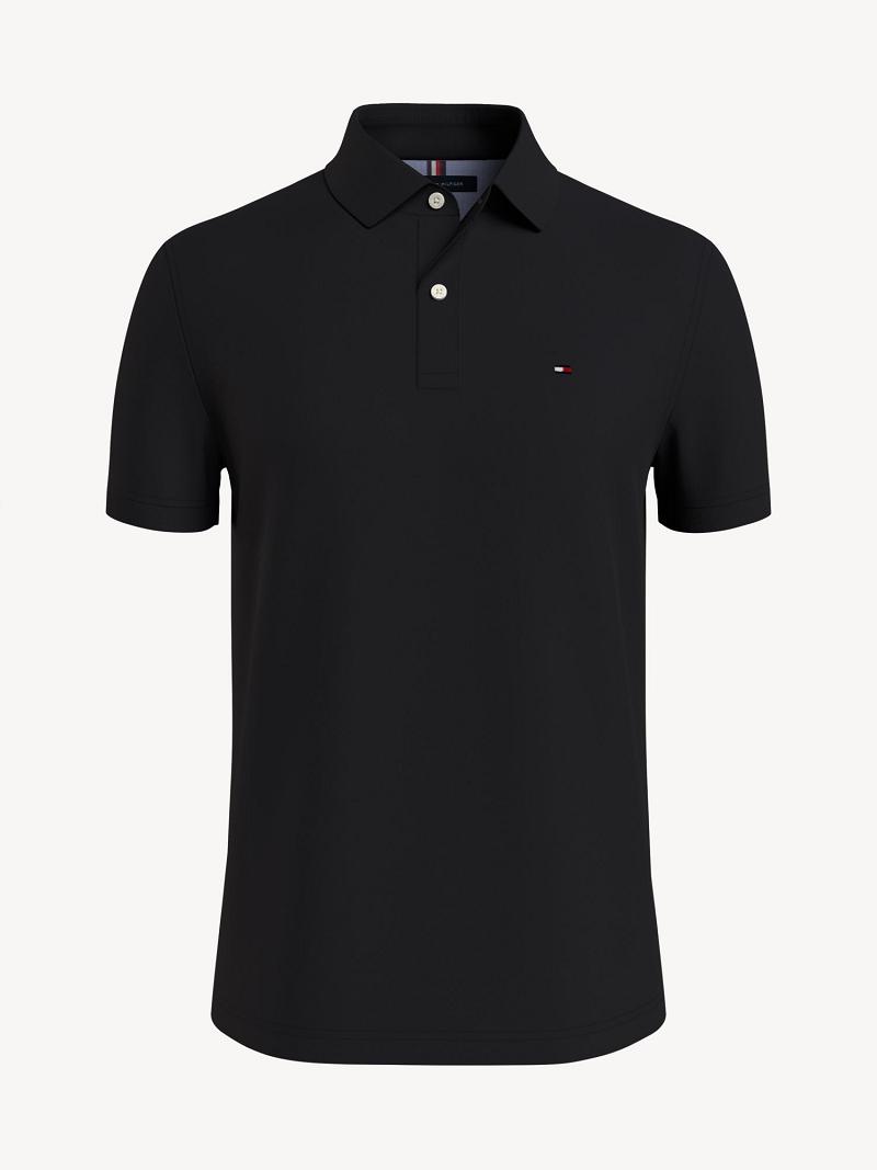 Black Men's Tommy Hilfiger Regular fit tommy Polos | AU_M31302