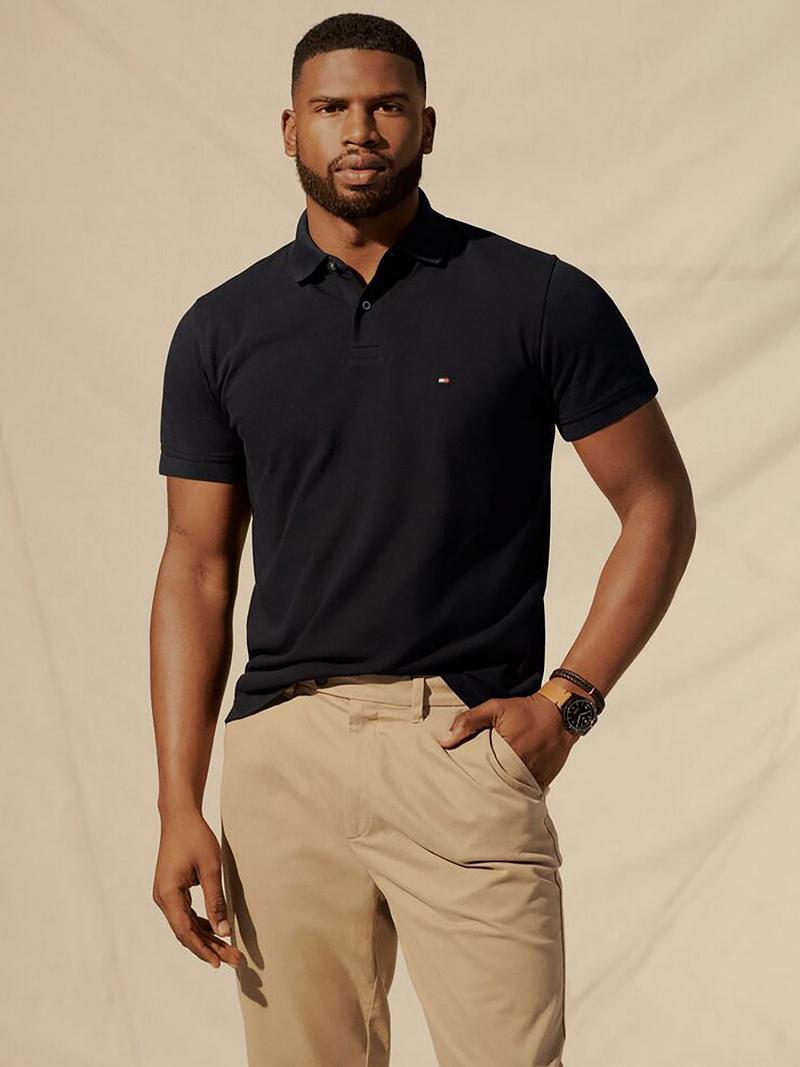 Black Men\'s Tommy Hilfiger Regular fit tommy Polos | AU_M31302