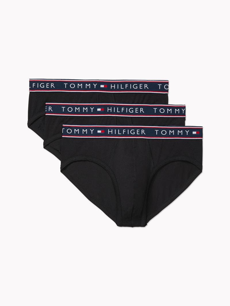 Black Men\'s Tommy Hilfiger Stretch cotton boxer brief 3pk Boxer Briefs | AU_M31606