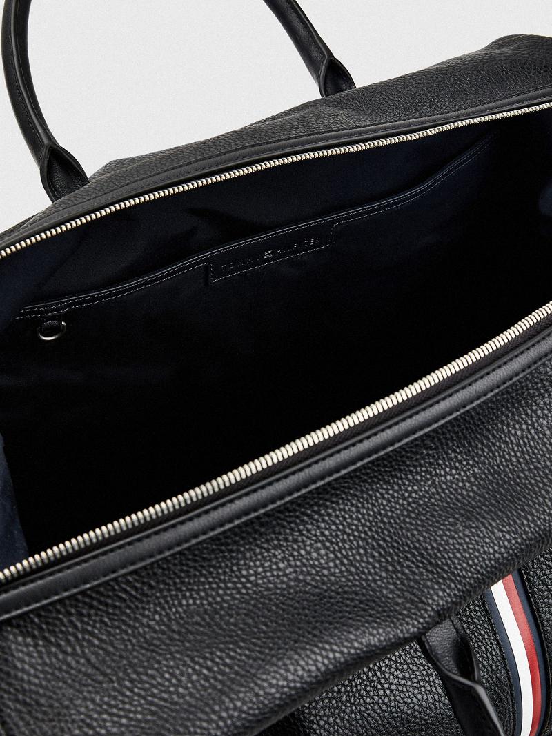 Black Men's Tommy Hilfiger Stripe Duffle Bags | AU_M31704