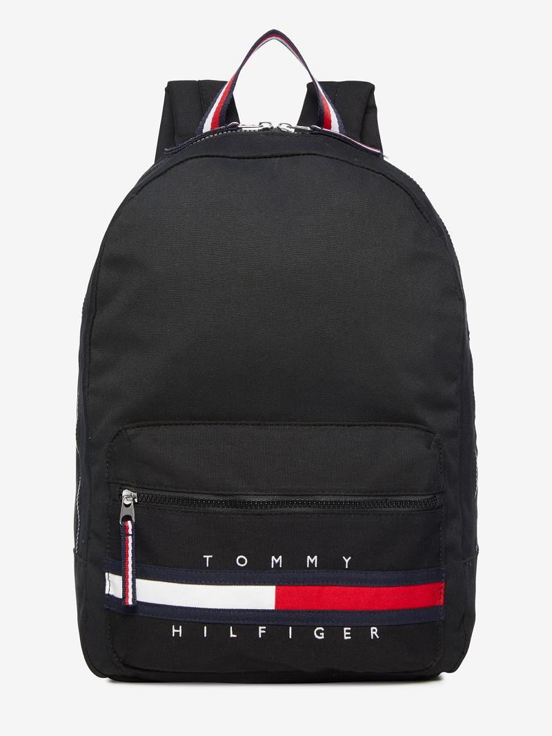 Black Men\'s Tommy Hilfiger TH Solid Backpack Bags | AU_M31710