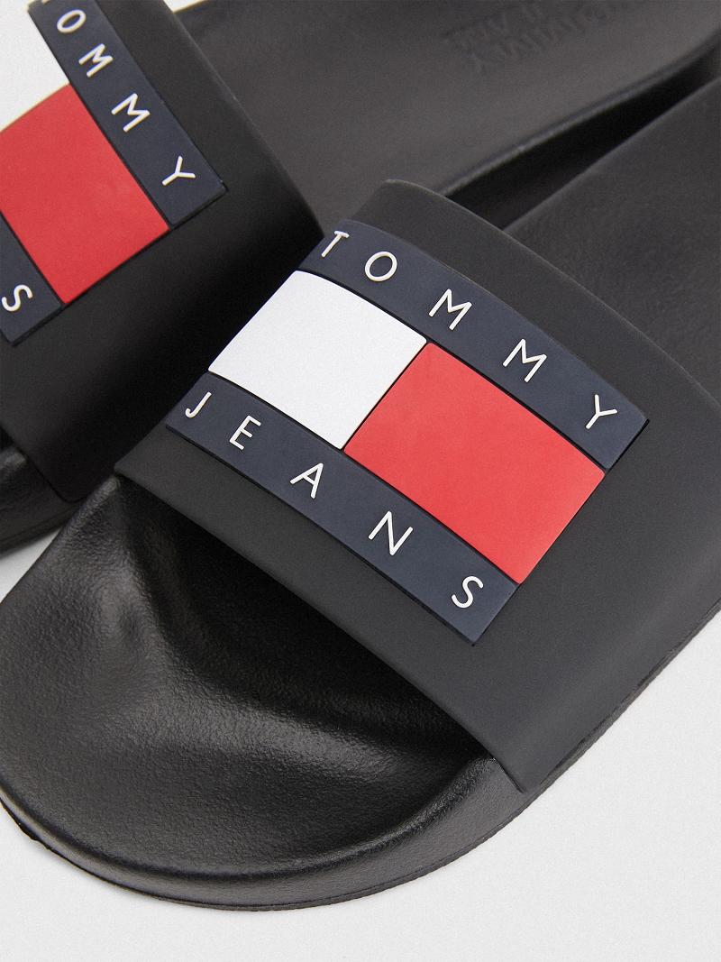 Black Men's Tommy Hilfiger Tommys pool Slides | AU_M31645