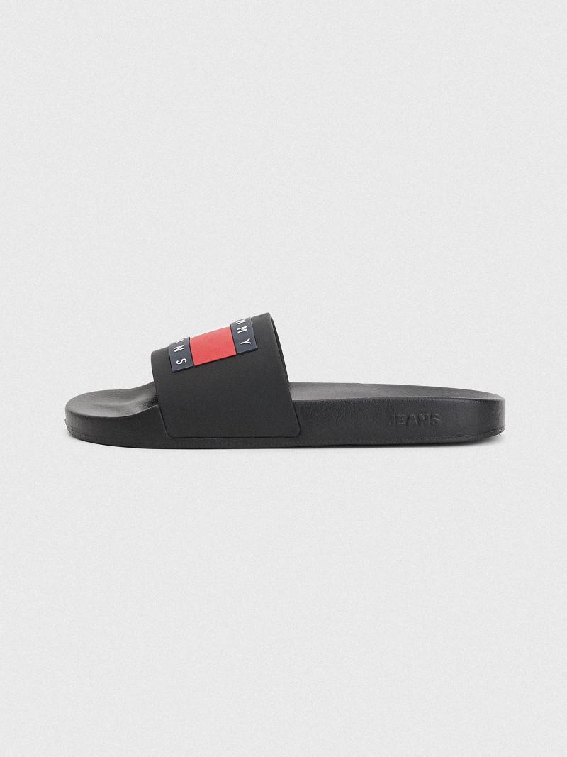 Black Men's Tommy Hilfiger Tommys pool Slides | AU_M31645