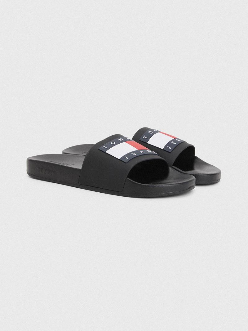 Black Men\'s Tommy Hilfiger Tommys pool Slides | AU_M31645