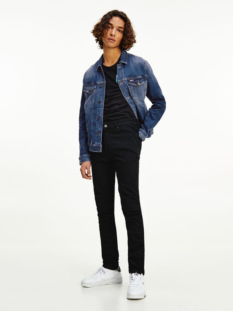 Black Men's Tommy Hilfiger wash skinny fit Jeans | AU_M31391