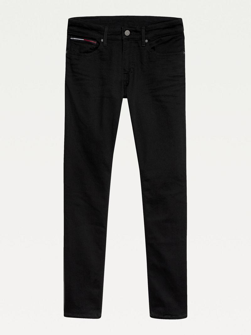 Black Men's Tommy Hilfiger wash slim fit Jeans | AU_M31392