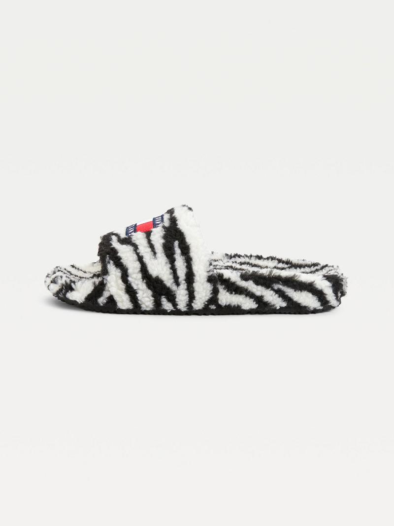 Black / White Women's Tommy Hilfiger Zebra Sandals | AU_W21611