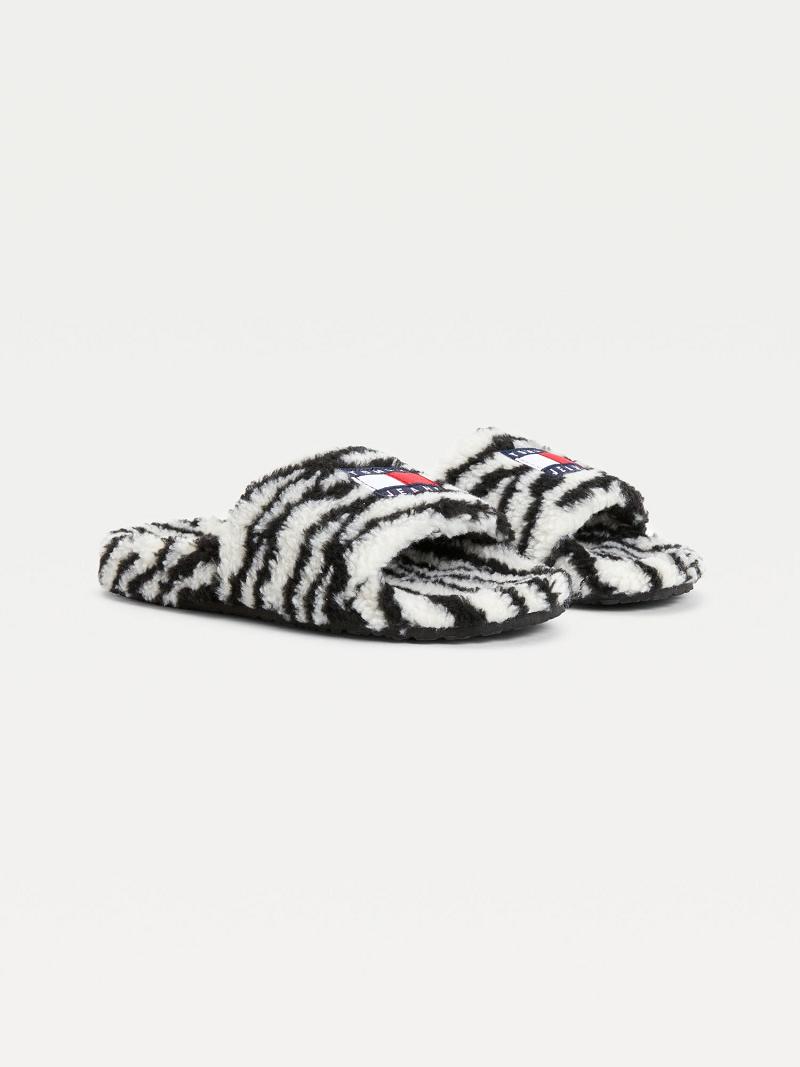 Black / White Women\'s Tommy Hilfiger Zebra Sandals | AU_W21611