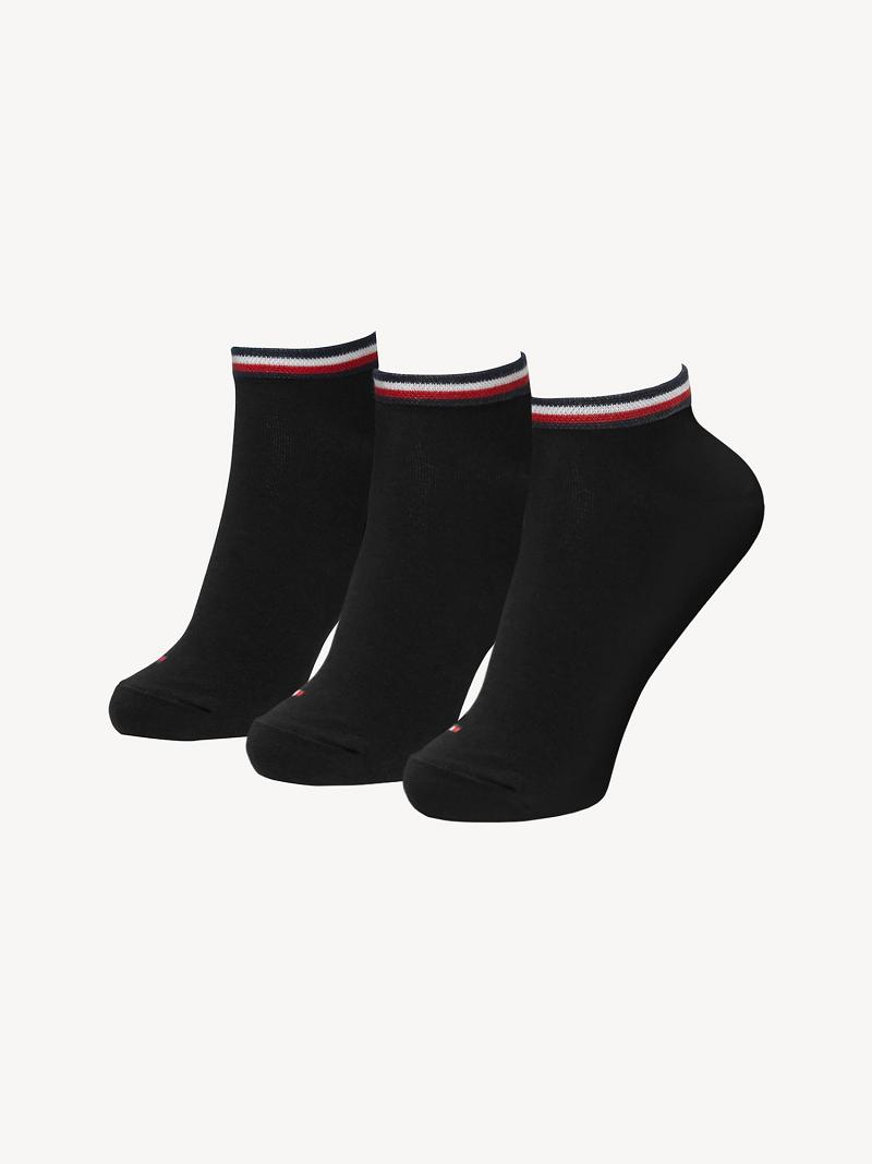 Black Women\'s Tommy Hilfiger Ankle 3PK Socks | AU_W21654