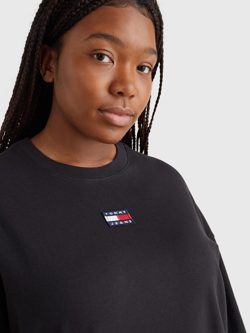 Black Women's Tommy Hilfiger Curve Badge Logo T-Shirt Dresses | AU_W21052