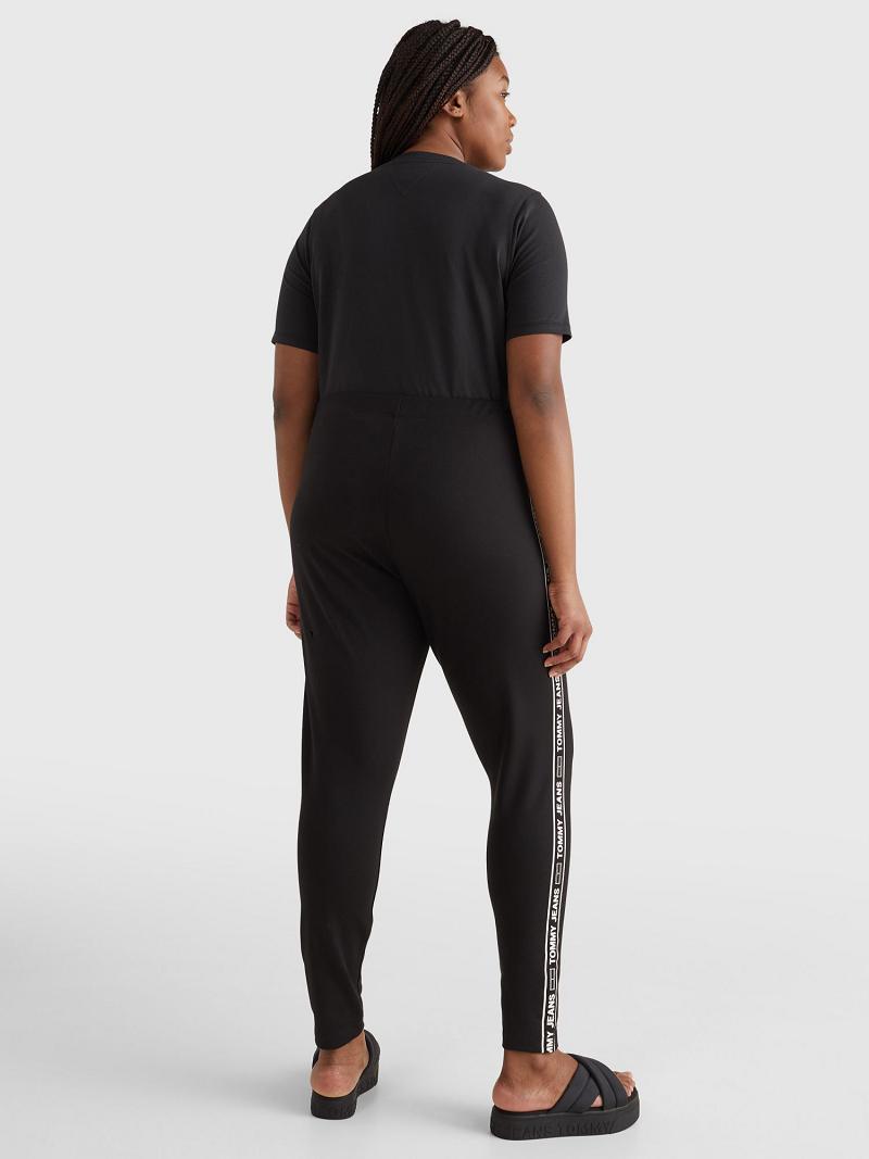 Black Women's Tommy Hilfiger Curve Logo Tape Leggings | AU_W21219