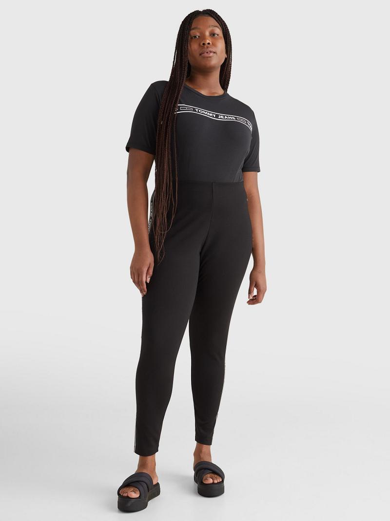 Black Women's Tommy Hilfiger Curve Logo Tape Leggings | AU_W21219