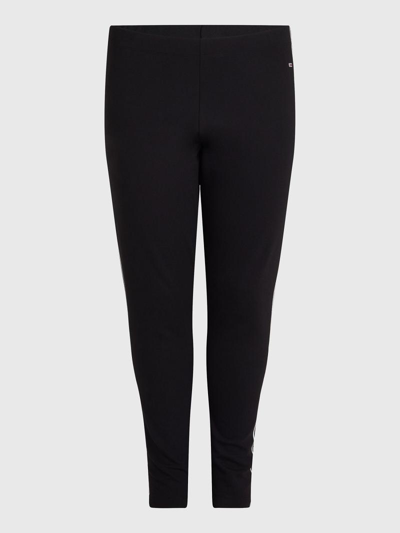 Black Women's Tommy Hilfiger Curve Logo Tape Leggings | AU_W21219