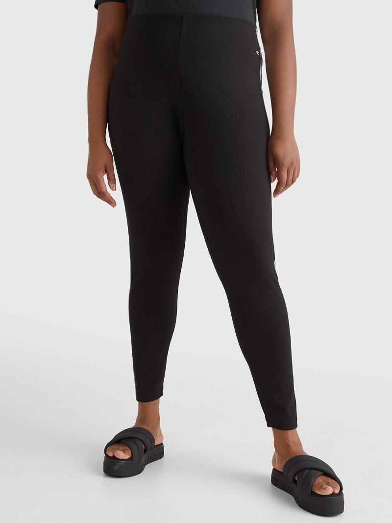 Black Women\'s Tommy Hilfiger Curve Logo Tape Leggings | AU_W21219