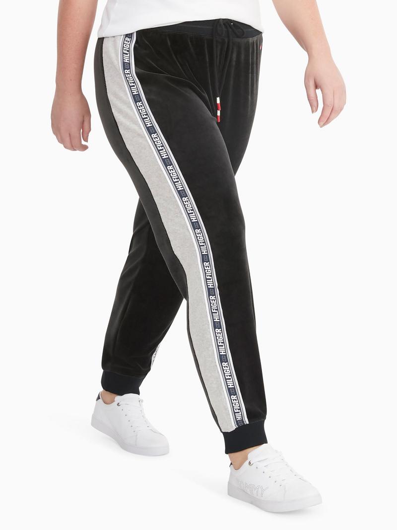 Black Women\'s Tommy Hilfiger Essential Curve Logo Tape Jogger | AU_W21213