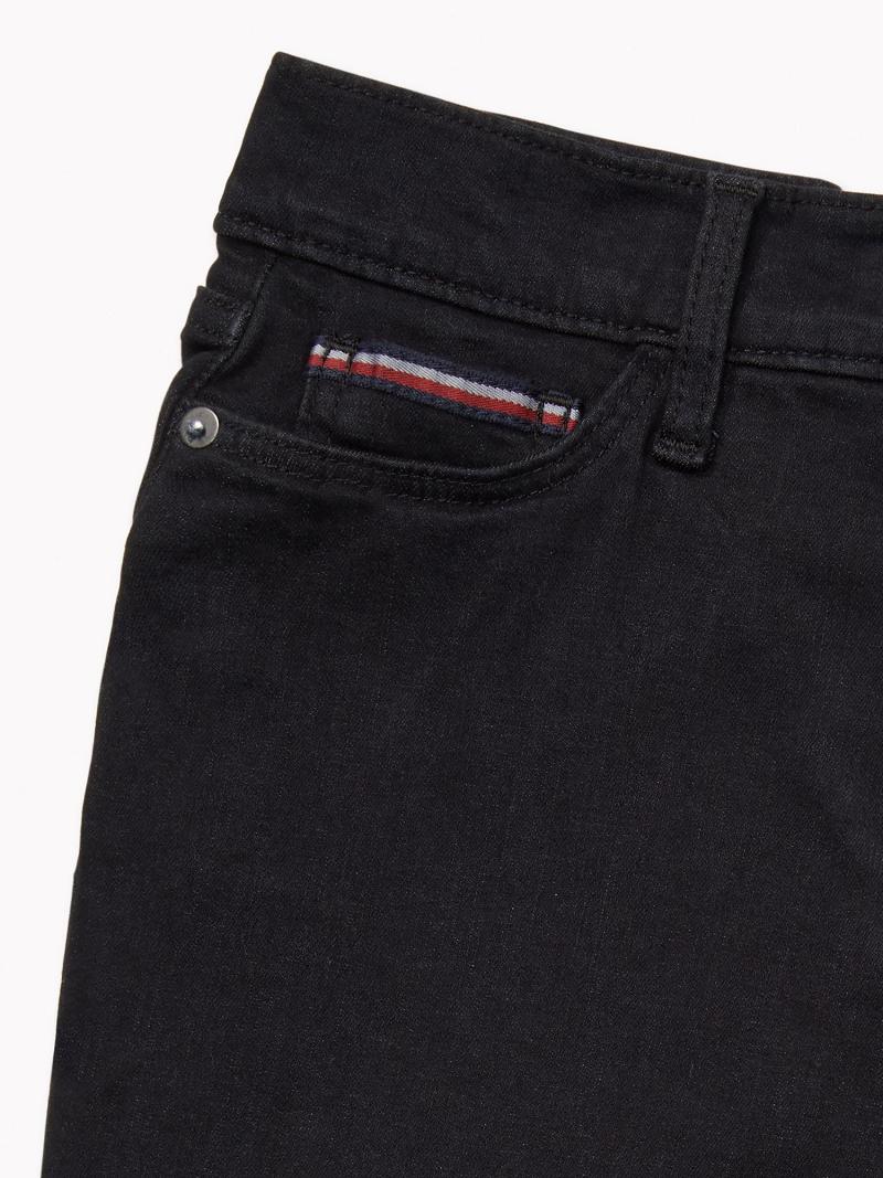 Black Women's Tommy Hilfiger Essential Skinny Fit Black Wash Jeans | AU_W21194