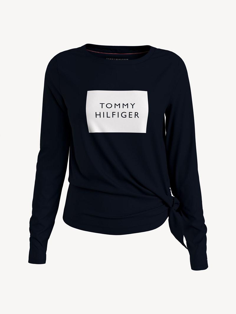 Black Women\'s Tommy Hilfiger Essential Side-Tie T Shirts | AU_W21450