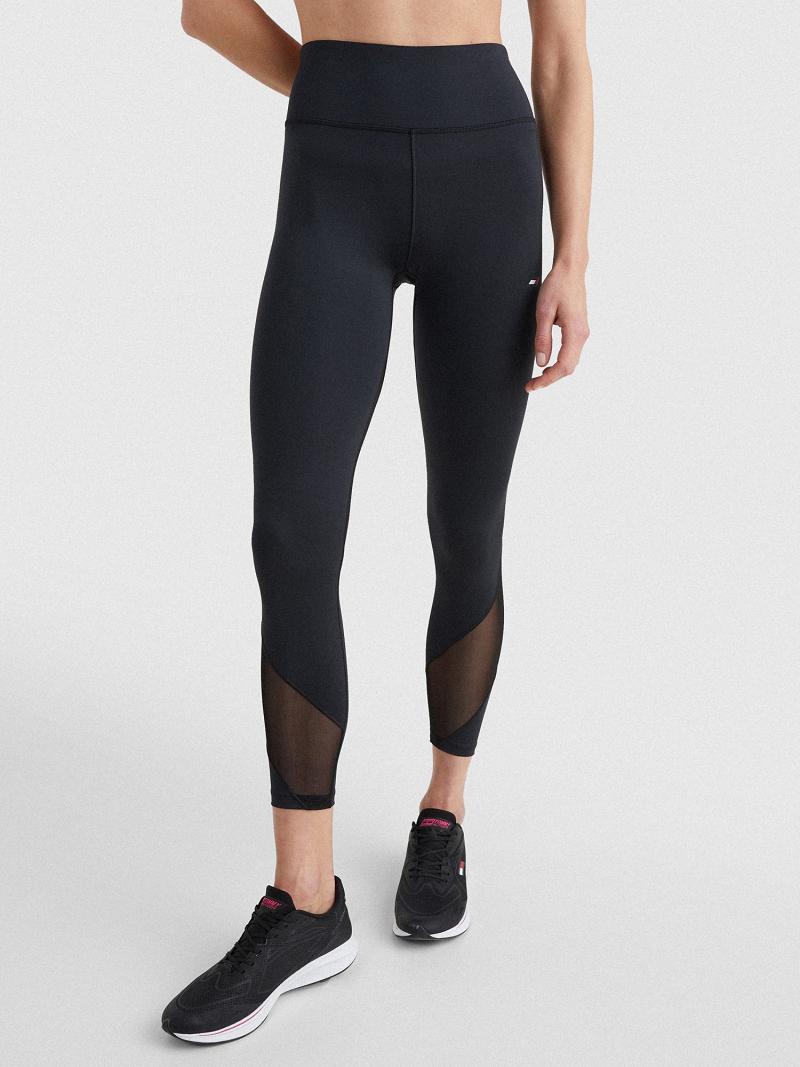 Black Women\'s Tommy Hilfiger High-Waist Mesh Mix Leggings | AU_W21225