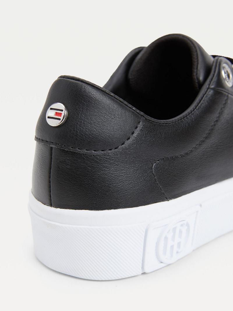 Black Women's Tommy Hilfiger Leather Creeper Sneakers | AU_W21632