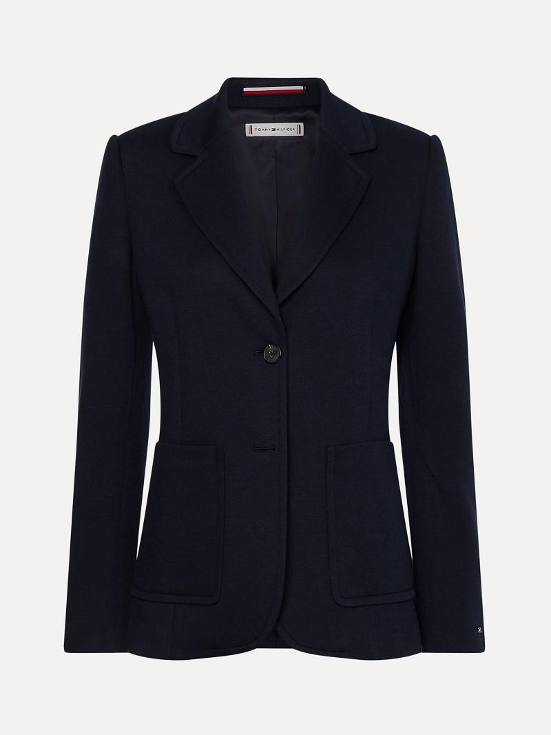 Black Women\'s Tommy Hilfiger Solid Blazers | AU_W21007