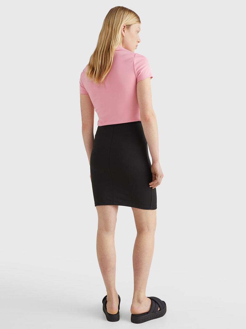 Black Women's Tommy Hilfiger Solid Bodycon Skirts | AU_W21337