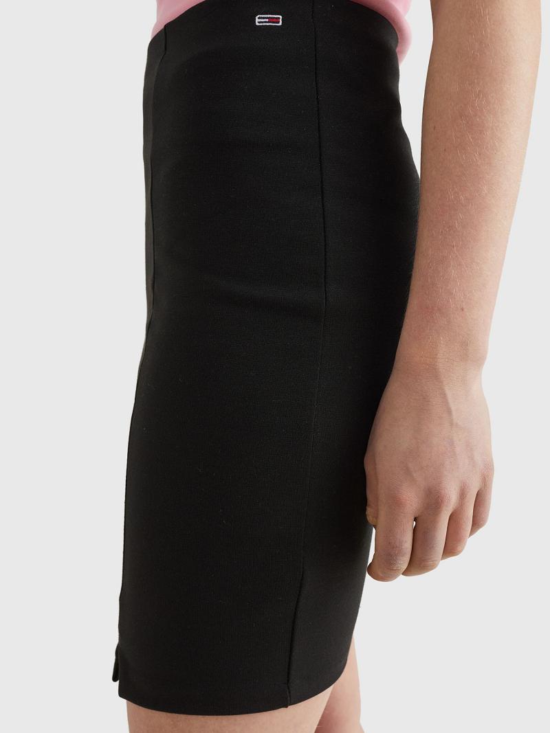 Black Women's Tommy Hilfiger Solid Bodycon Skirts | AU_W21337