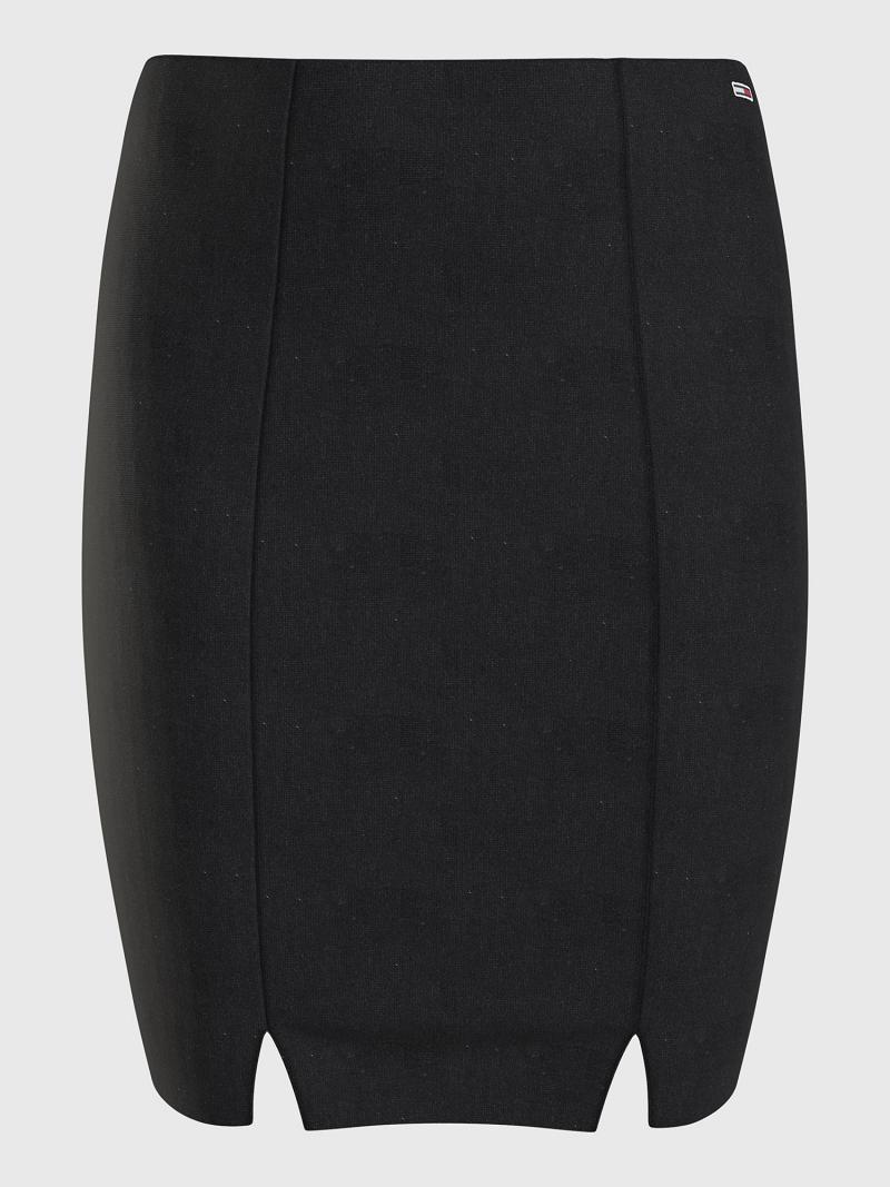 Black Women's Tommy Hilfiger Solid Bodycon Skirts | AU_W21337