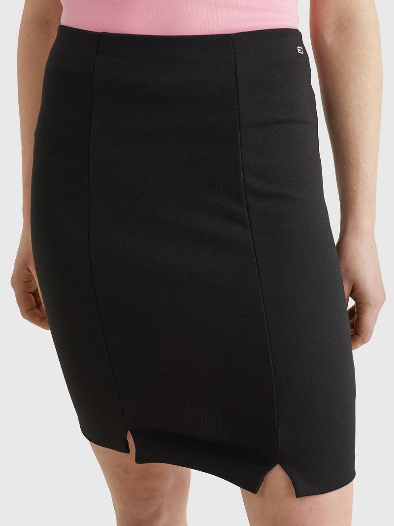 Black Women\'s Tommy Hilfiger Solid Bodycon Skirts | AU_W21337