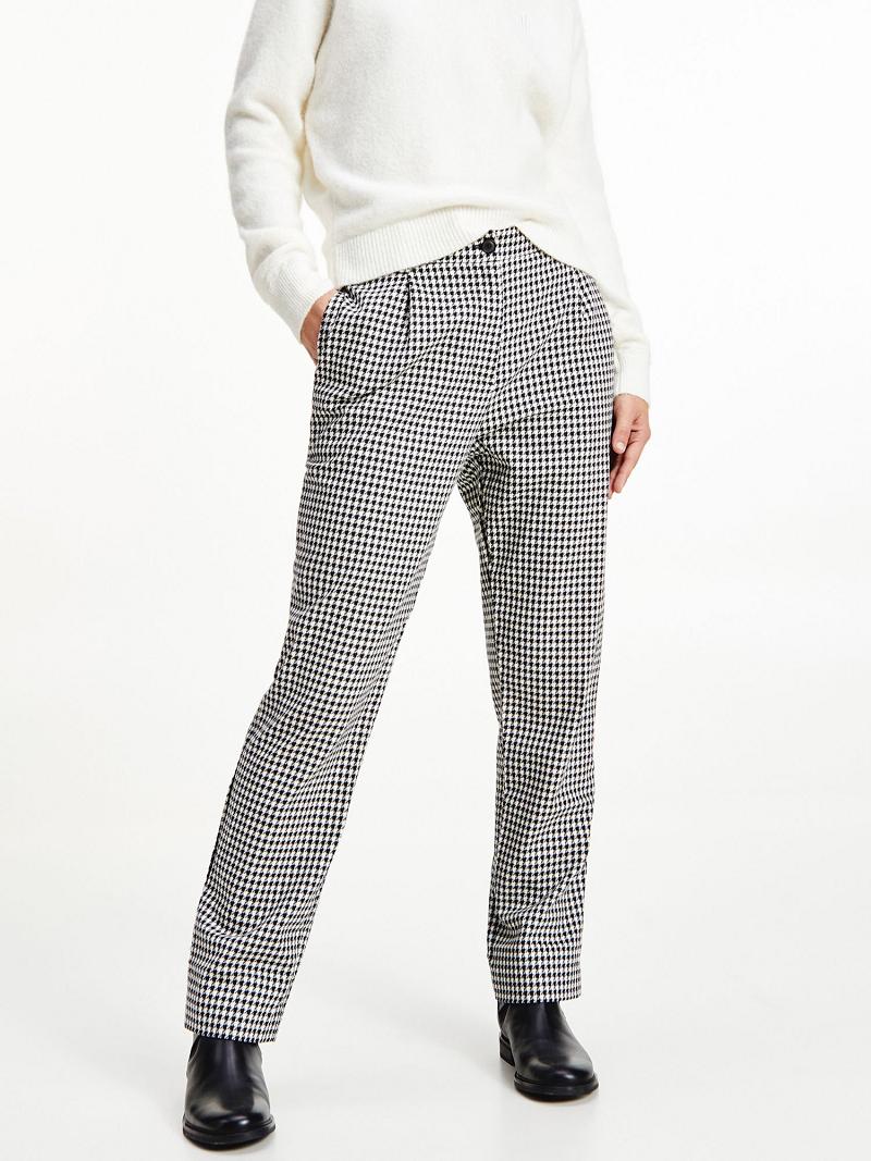 Black Women\'s Tommy Hilfiger Tapered Houndstooth Pants | AU_W21257