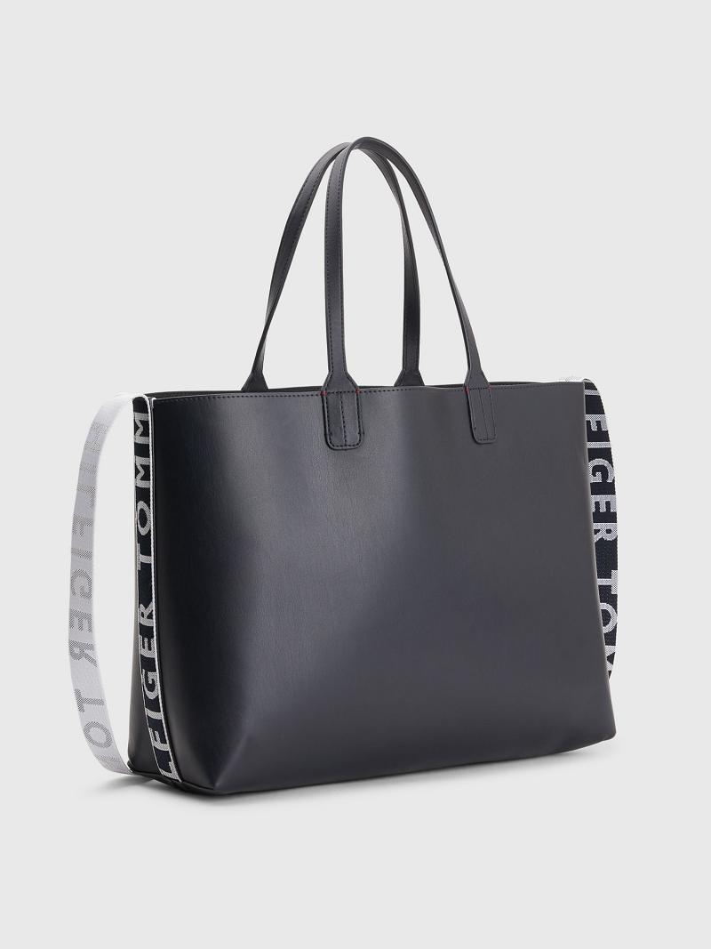 Black Women's Tommy Hilfiger Tommy Signature Tote Bags | AU_W21647