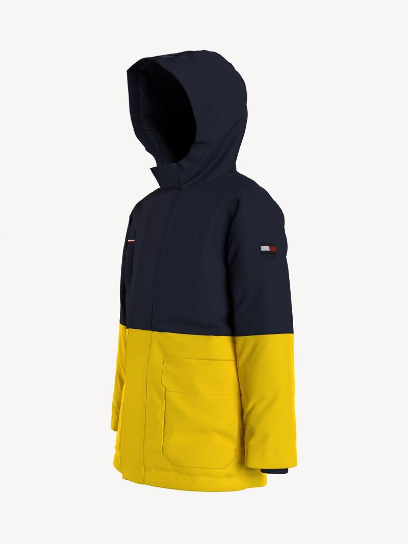 Black / Yellow Kids' Tommy Hilfiger Sherpa-Lined Hooded Parka Jackets | AU_B2044